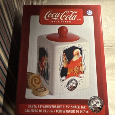 Coca Cola Santa 75th Anniversary 9.75  Snack Jar