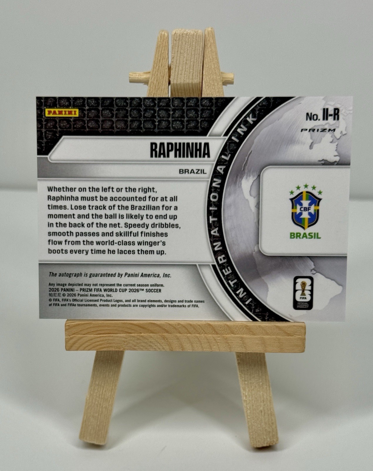 2026 Prizm World Cup Raphinha International Ink Silver Wave Auto #II-R Brazil view 2