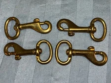 4 Pack Vintage Solid Brass Trigger Snap Swivel Dog Horse Snap Hook 2 Inch NOS