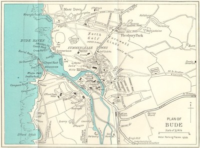 BUDE vintage town/city plan. Cornwall. WARD LOCK 1964 old vintage map chart