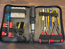 12pc Hand Tool Kit Set Case Portable box Black/Screw-Nut Drivers/ Tweezer/Puller