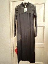 H&M New Women's Mesh Sheer Long Sleeve Bodycon Maxi Cocktail Dress Sz M Party 
