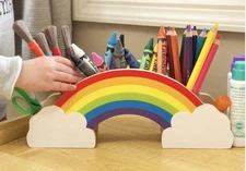 Lakeshore Wooden Rainbow Desk Organizer Crayon Marker Holder