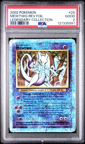 2002 POKEMON LEGENDARY COLLECTION #29 MEWTWO-REVERSE FOIL PSA 2