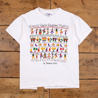 Vintage Hanes T-Shirt M Herren 90s Roots Rasta Reggae Rhythm Single Stitch