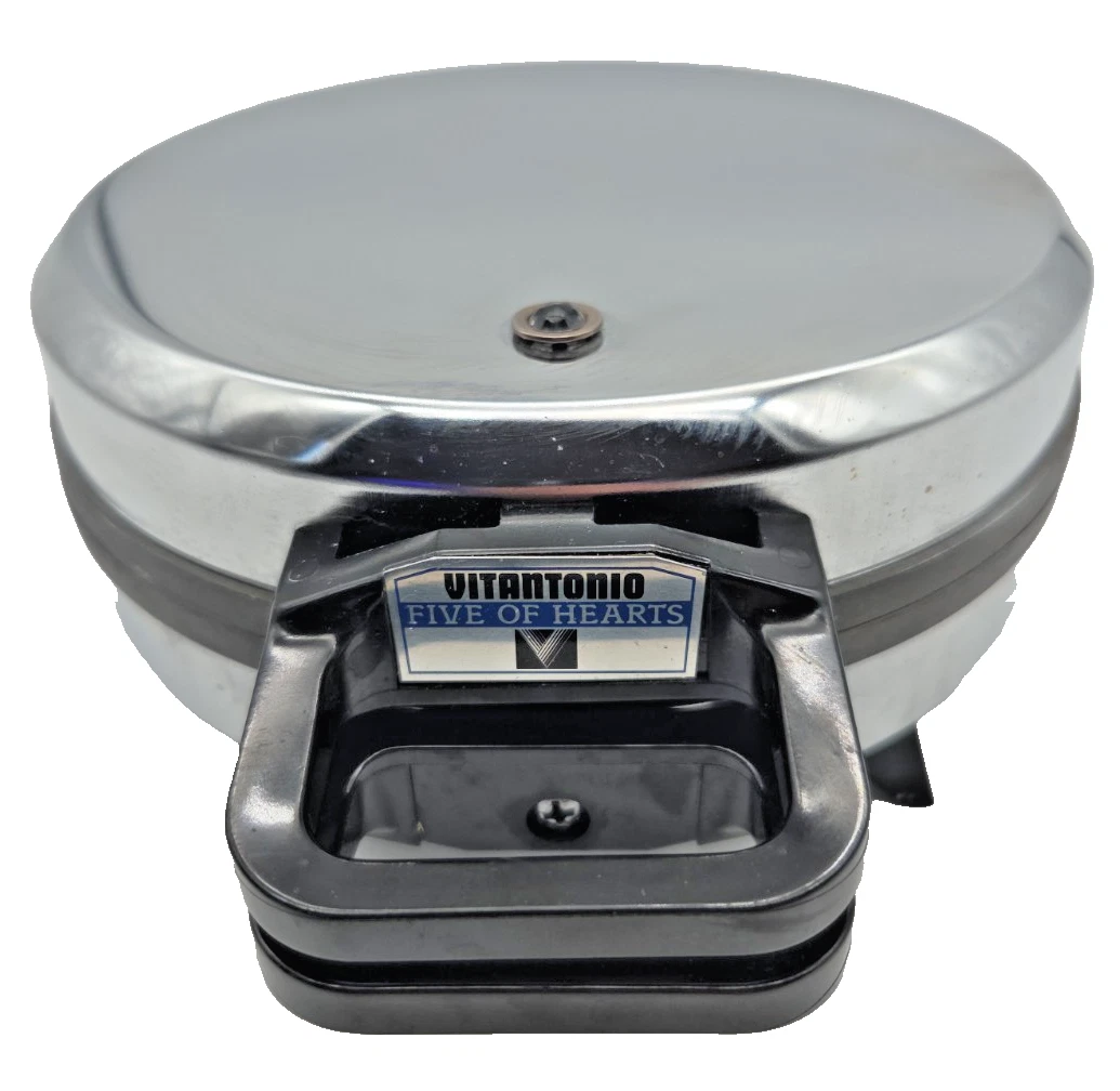 1991 Vintage Vitantonio Five of Hearts Pizzelle Waffle Iron Maker Waffles Chrome