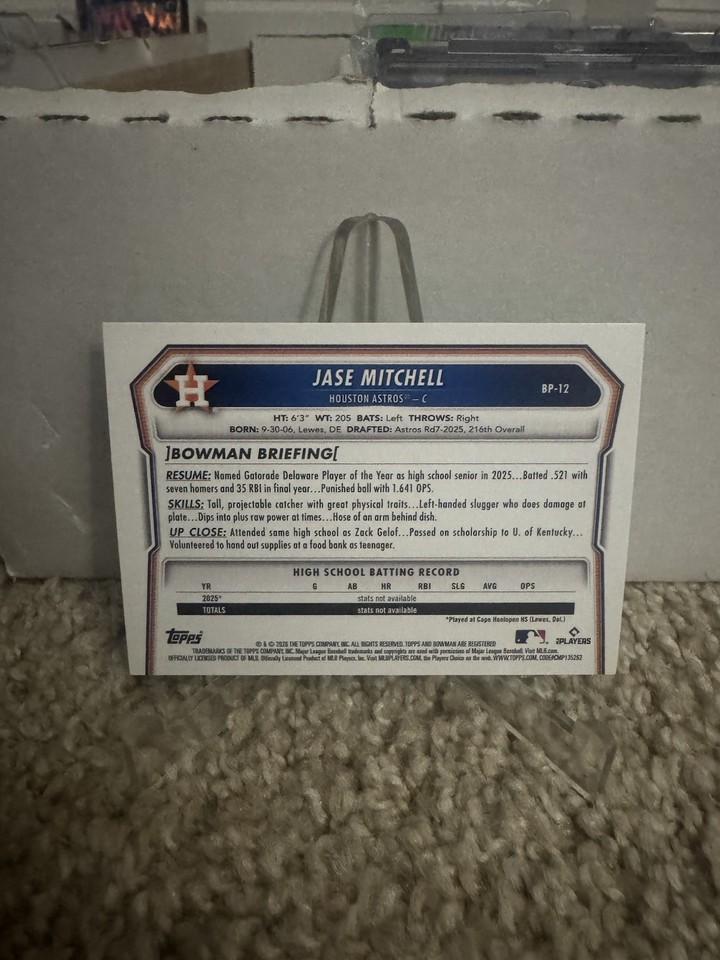 Jase Mitchell 2026 Bowman 1st Bowman #BP-12 Neon Green /399 Houston ...