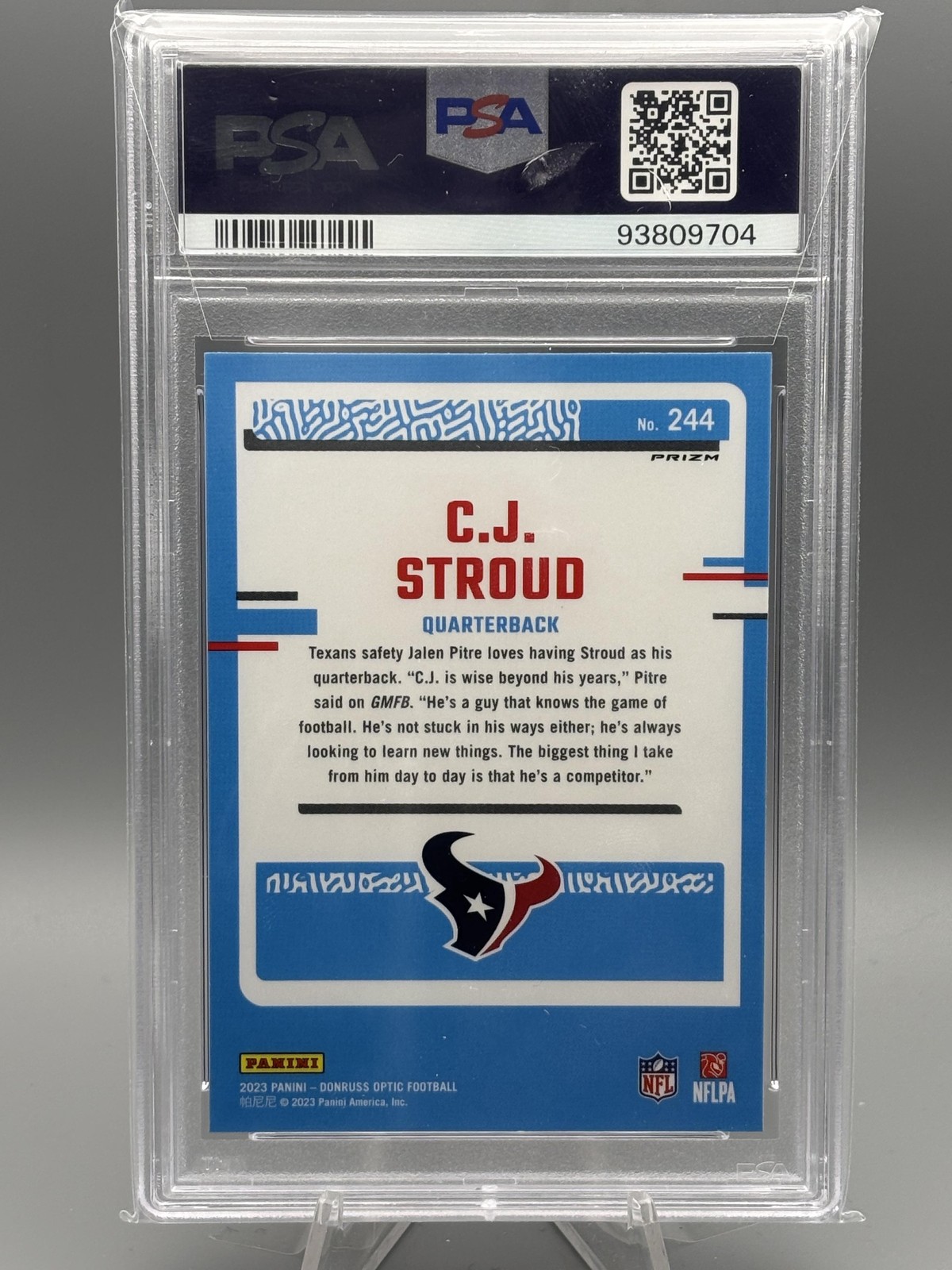 2023 Donruss Optic #244 C.J. Stroud Pink PSA 9 view 2
