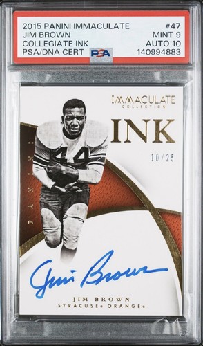 🔥POP 2🔥2015 Immaculate JIM BROWN On Card AUTO #d/25 PSA 9 Auto 10