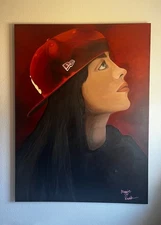 4ft realistic acrylic Billie Eilish painting on canvas hand painted original art