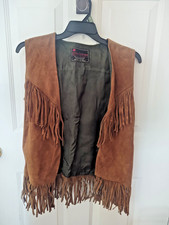 1970s Lined Fringe leather Vest Made Vietnam GI ,Tae Yong Custom tailor ,Hankow