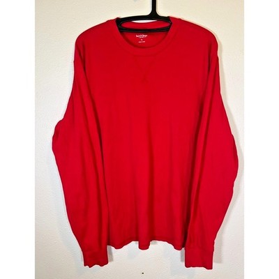 Burt's Bees Shirt Red XL Organic Cotton Long Sleeve Crewneck Men Comfortable