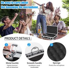 Professional Microphone Case Hard Shell Carrying Case 2 Wireless Mics Aluminum
