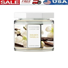 Golden Vanilla Candle 14.5 Oz Scented Jar 3 Wick Home Fragrance 40 Hour Burn New