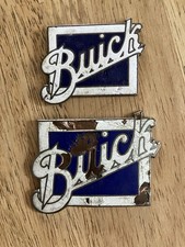 Lot Of 2 Vintage 1920s Buick Brass Enamel Radiator Emblem Badge Original Rare