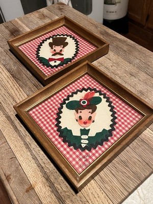 Vintage Irene Original's No Two Alike Felt Framed Art