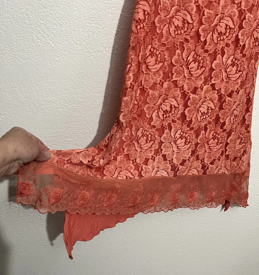 Camiseta sin mangas Sm Mandarina Naranja Encaje Artístico Boho Cottagecore Fairy Foto 2 de 4