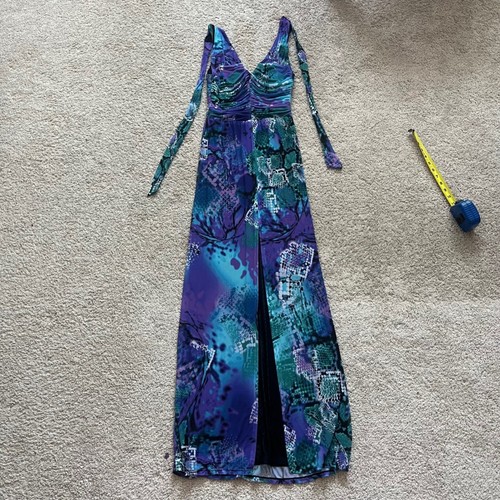 Cache Y2K vintage mesh long animal print maxi dress slit Size XS - Picture 4 of 5