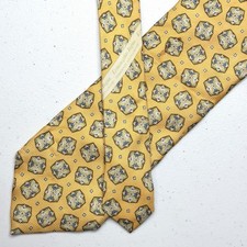 Ermenegildo Zegna Italy Men's Yellow Geometric Pattern 100 Silk Tie 390
