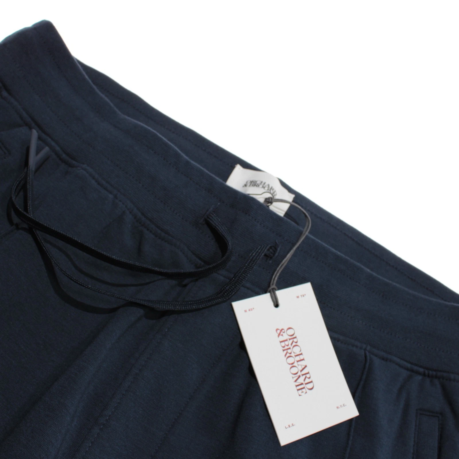 Orchard & Broome NWT Joggers / Sweatpants Size L Franklin Navy Blue Cotton Blend