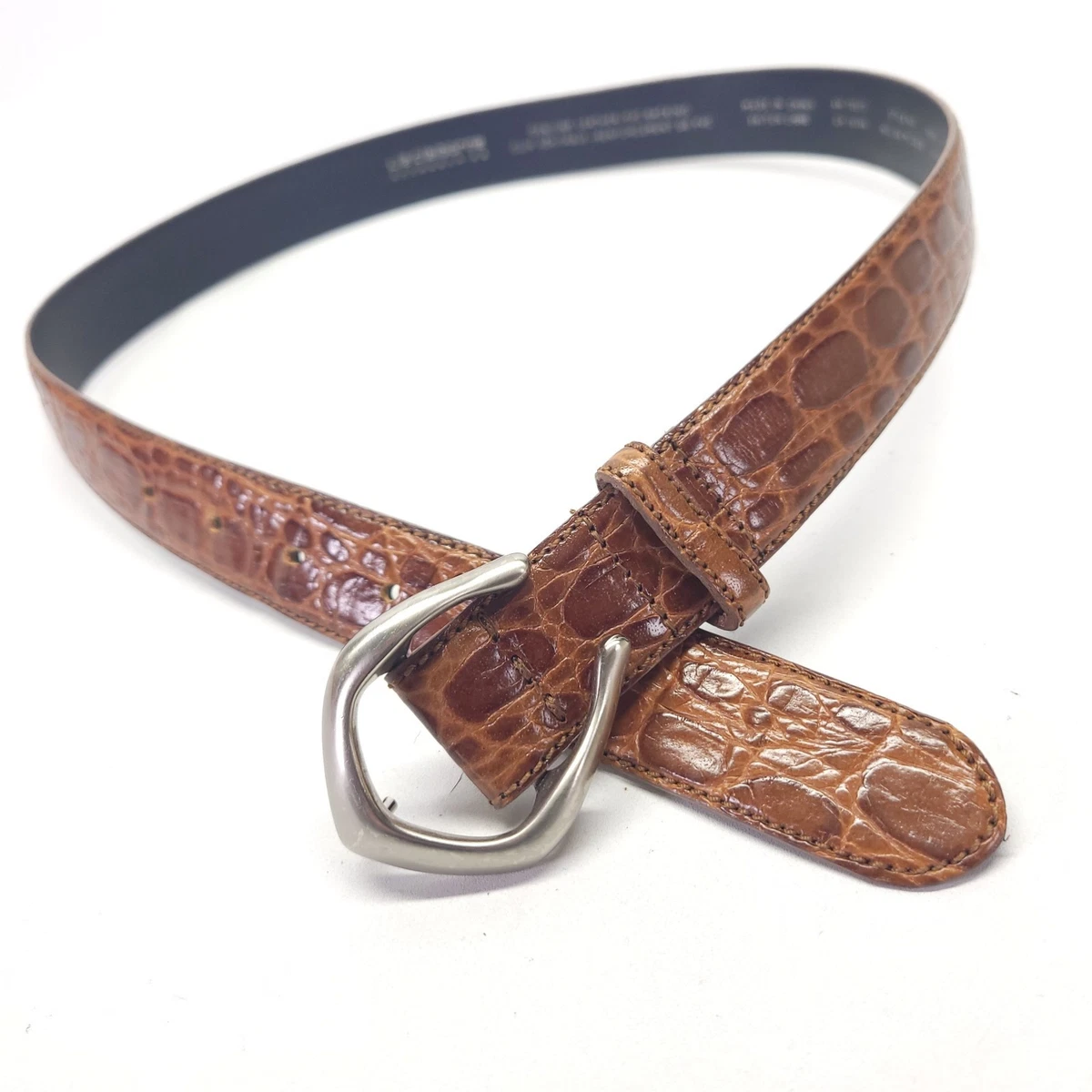 VTG Liz Claiborne Diamond Stitch Leather Belt Honey‎ Brown Size Medium Classic Buck Stitch Belt – Brown Leather Western Belt | The  main image 4