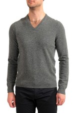 Malo Optimum Men's Gray 100 Cashmere V-Neck Pullover Sweater