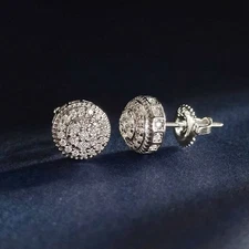 2 Ct Round Cut Simulated Diamond Cluster Stud Earrings In 14k White Gold Plated