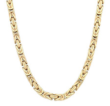 UK HALLMARKED 9 CT YELLOW GOLD & SILVER 5mm SQUARE BYZANTINE LINK CHAIN 24 inch