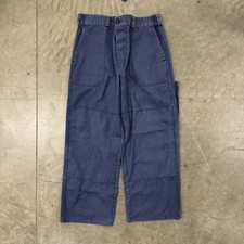 Vintage French Work Wear 1950s Wide Leg Utility Pants 34x29 50s Military Blue