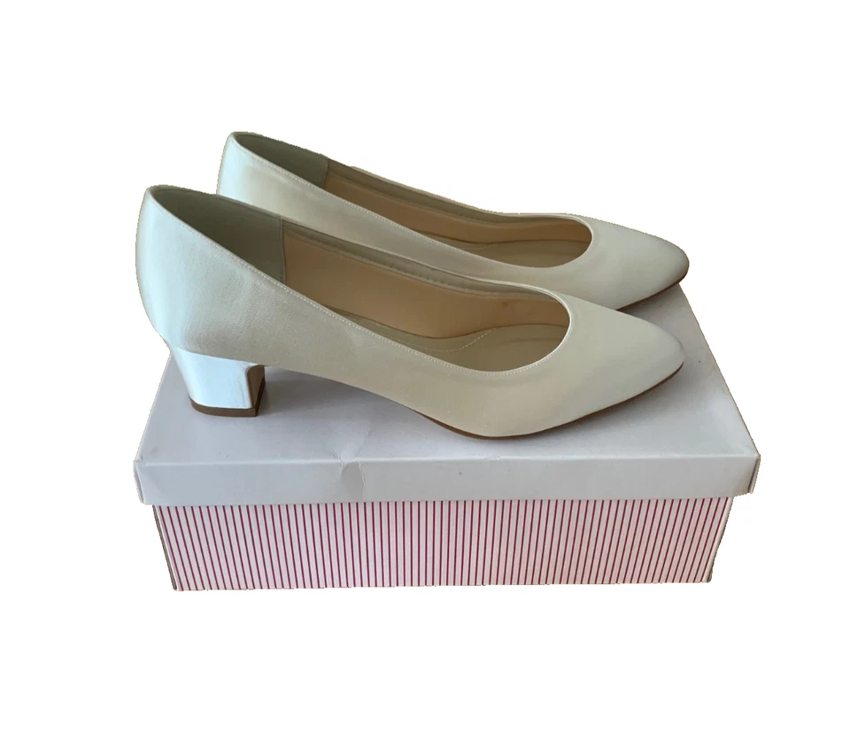 Rainbow Club Stephanie Brautschuhe Hochzeit Pumps Satin Gr. 41 Ivory / Creme - Bild 4 von 4