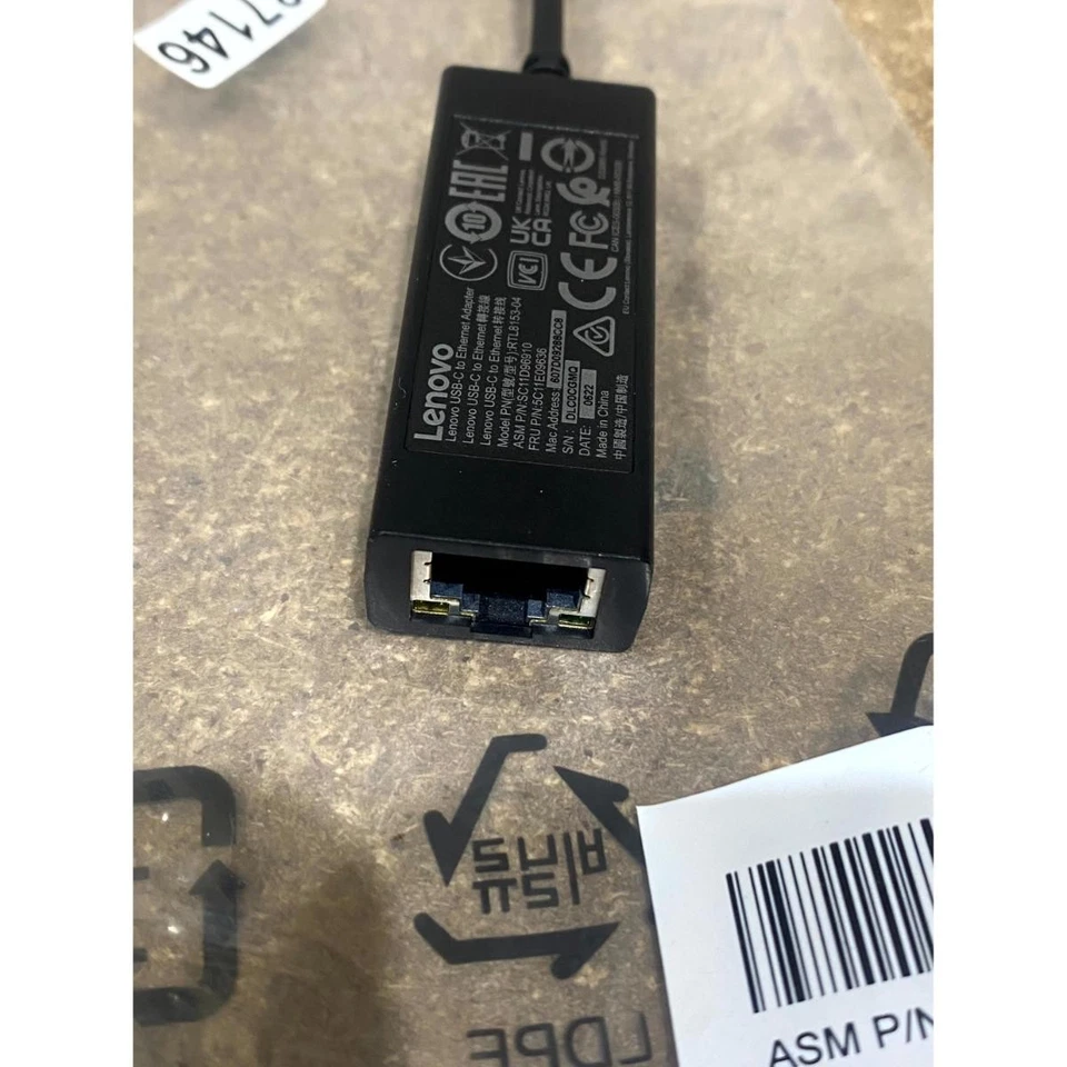 Lenovo RTL8153-04 USB-C to Ethernet Network Adapter Black Compact Lightweight - Image 2 of 4