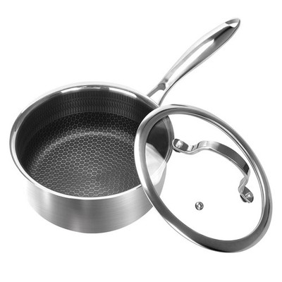 2 Quart Nonstick Saucepan With Glass Cover Stainless Steel Sauce Pan Induction S