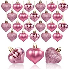 Valentines Day Decorations Heart Ornaments - 36pcs Heart Shaped Rose Gold