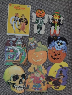 Vintage Beistle Halloween Die Cut Lot 8 Action Dancer Haunted House Skull Eureka