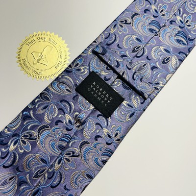 Robert Talbott Carmel Best Of Class Purple Silk Tie w Blue&Silver Design 60x3.5 