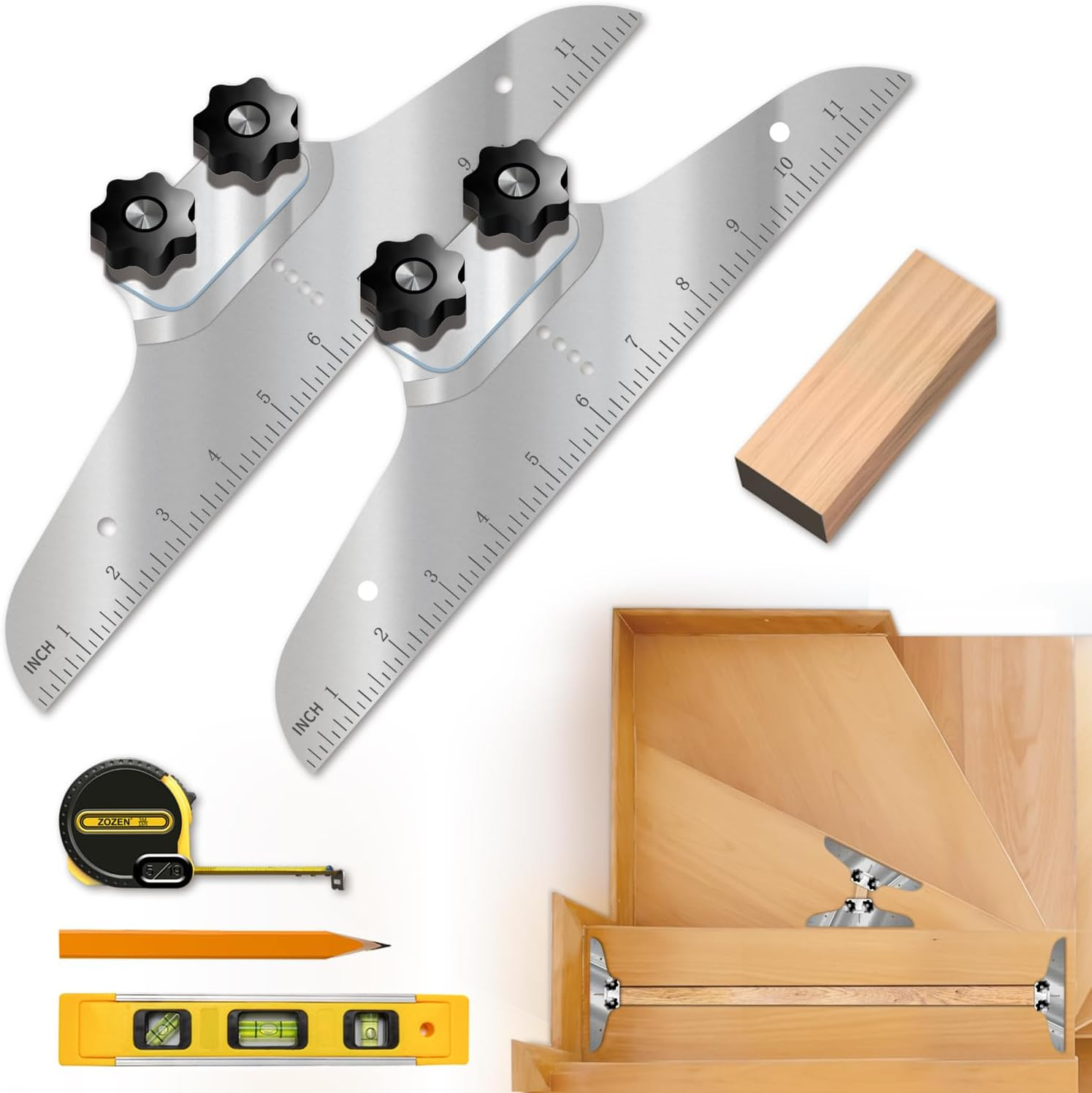 NAACOO Stair Tread Template Tool, Stair Measuring Tool, Tread Jig Set