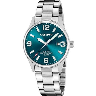 Calypso Basic Herrenuhr K5860-5 Petrol Edelstahlband 39,5 mm