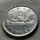 1951 Canada Silver Dollar,Low 416k Minted,George VI, Voyageur,AU/BU,👀Very Nice
