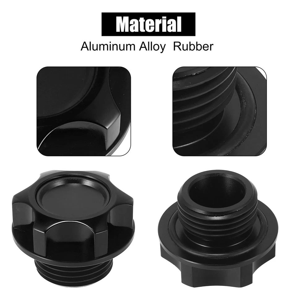 Cubierta de tapa de llenado de aceite de motor de gasolina de aleación de aluminio negro para Toyota Reiz Camry Crown Foto 4 de 4