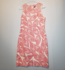 Banana Republic Womens Sz 6 Sheath Dress Red White Floral Paisley Cotton Stretch