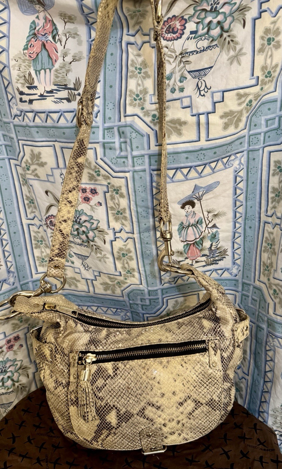 Rebecca Minkhoff Large Black Multi Python/Snake P… - image 2