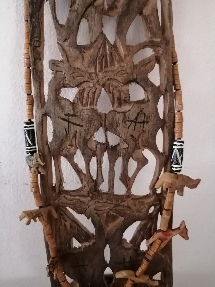 Hand carved Voodoo Devotee Totem With Prayer Beads eBay