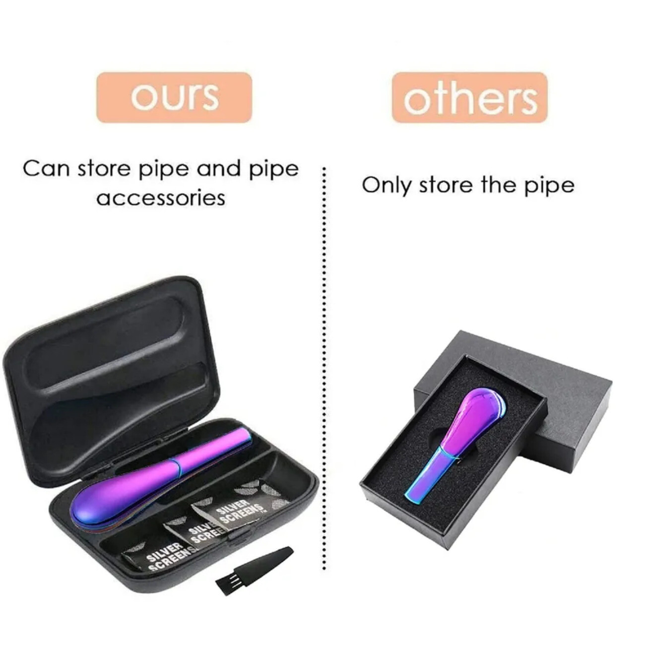 Portable Magnetic Metal Tobacco Spoon Smoking Pipe Accessories With Gift Box