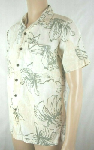 Panama Jack Ivory Hawaiian Short Sleeve Button Up Shirt Men's Sz Small Rayon Bld - Picture 10 of 12