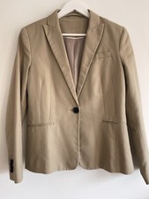 Mango Women’s Khaki Blazer Padded Shoulder Size 12