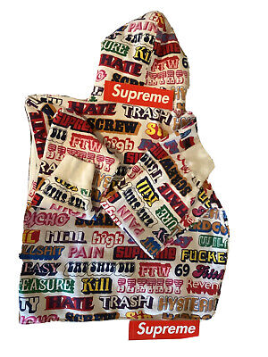 XL Supreme Hysteric Glamour Text Stripe Hoodie Lettering XL Supreme Hysteric Glamour Text Stripe Hoodie Lettering