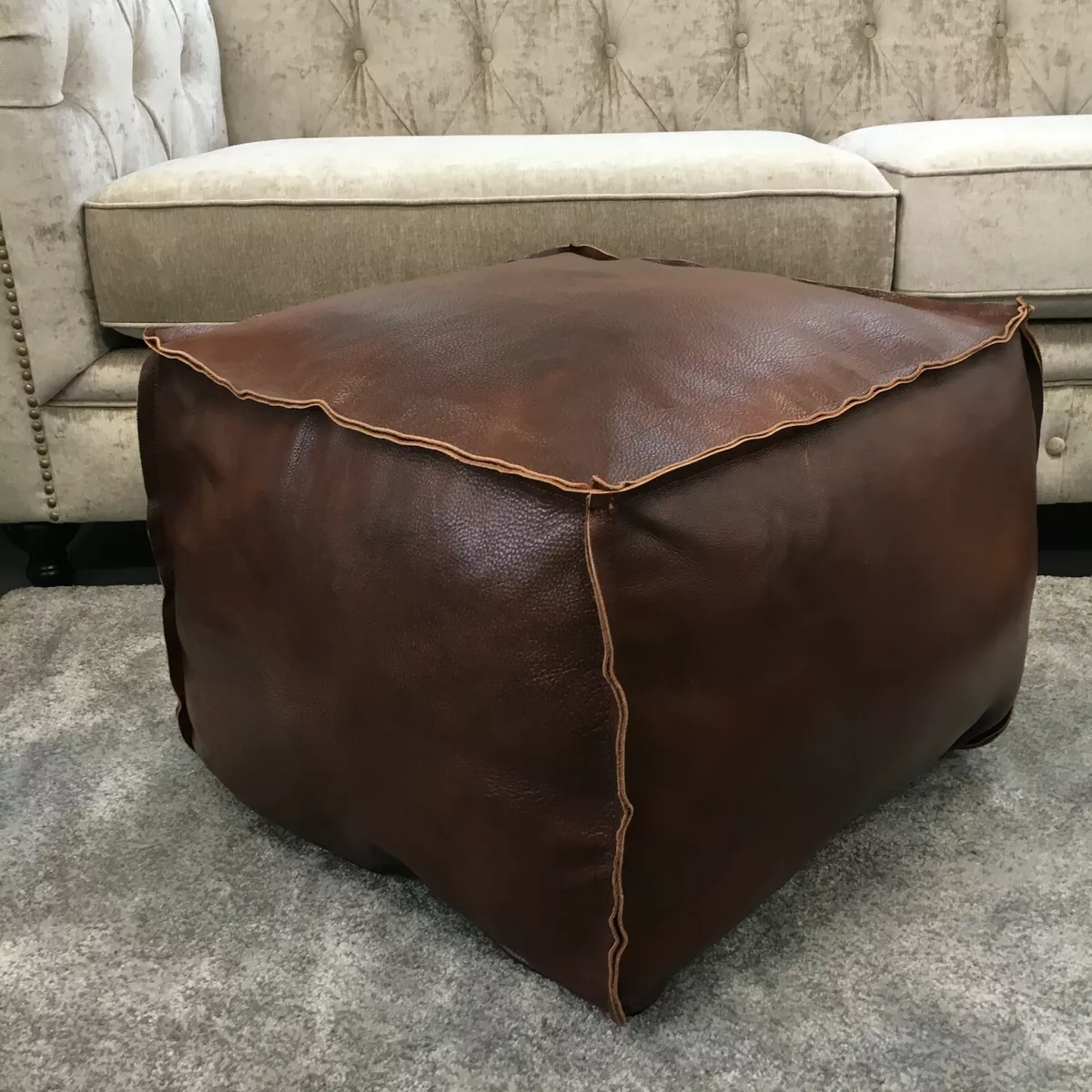 Genuine leather ottoman coffee table online