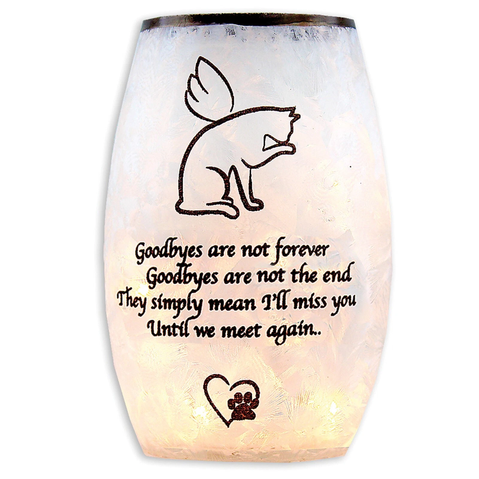 Stony Creek Best Friend Cat Pre-Lit Vase Glass Cat Pet Memorial NEW