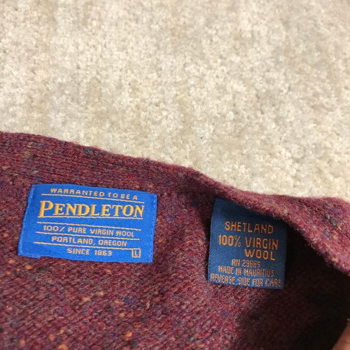 Pendleton Sweater Mens Large Vest Shetland Virgin Wool Red Chunky Casual Adult - Picture 4 of 12