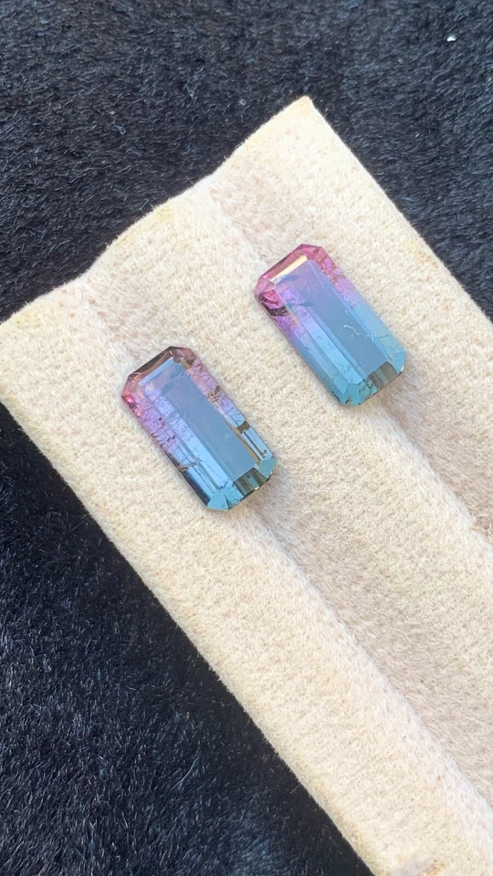 5.59CRT  rare bicolour Tourmaline pairNatural Earth Mined Unheated Faceted - Image 2 of 4